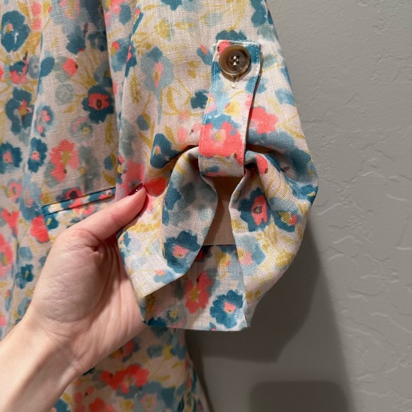 NWT Fate Floral Meet Me in Paris Blazer Jacket Small Open Front Linen Cotton - Picture 9 of 10